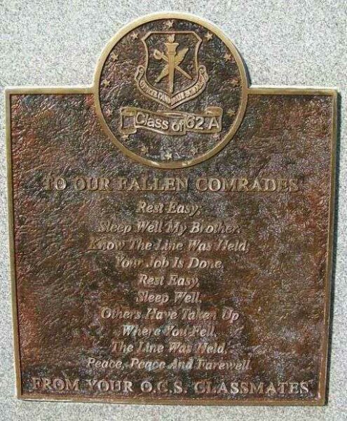 OCS CLASS 62-A MEMORIAL PLAQUE B