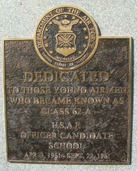 OCS CLASS 62-A MEMORIAL PLAQUE A