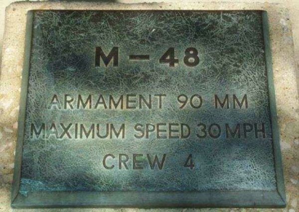 M-48 MEDIUM TANK 90MM “PATTON” MEMORIAL PLAQUE B