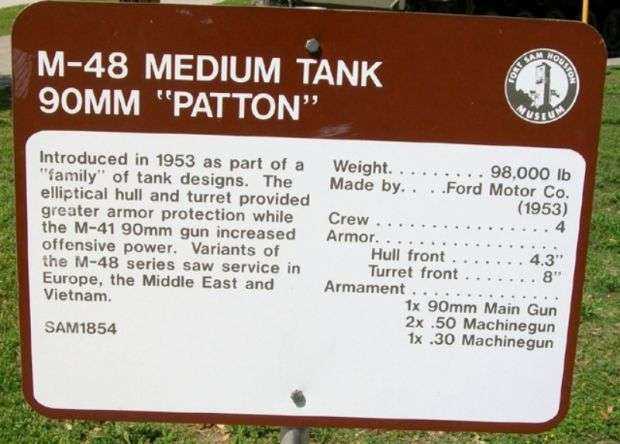M-48 MEDIUM TANK 90MM “PATTON” MEMORIAL PLAQUE A