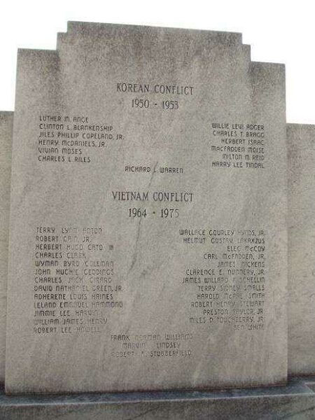 SUMTER COUNTY WORLD WAR II MEMORIAL BACK PANEL