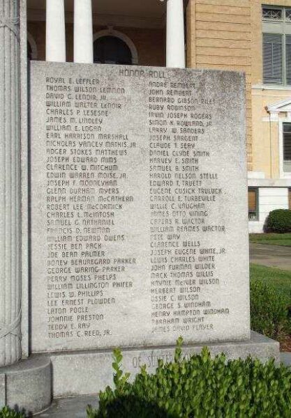 SUMTER COUNTY WORLD WAR II MEMORIAL RIGHT PANEL