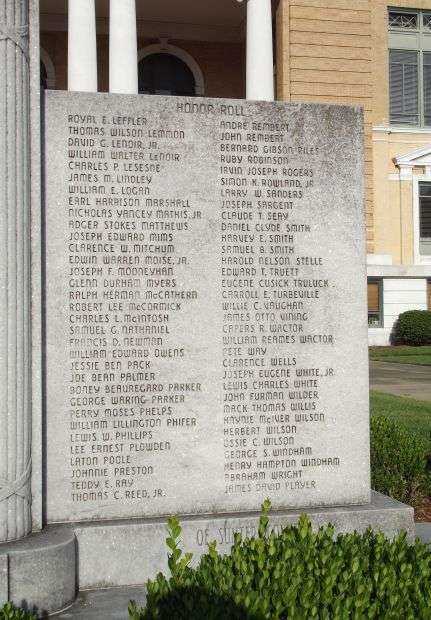 SUMTER COUNTY WORLD WAR II MEMORIAL RIGHT PANEL