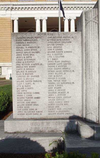 SUMTER COUNTY WORLD WAR II MEMORIAL LEFT PANEL