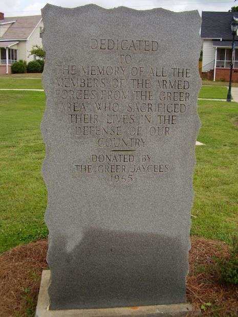 GREER AREA VETERANS MEMORIAL