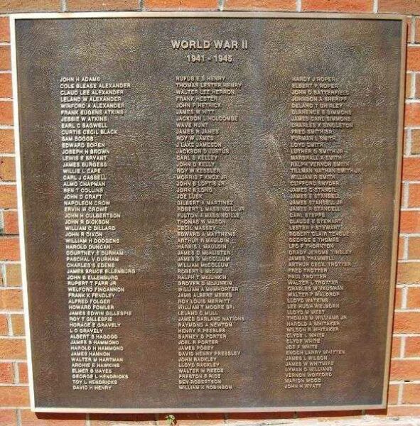 PICKENS COUNTY VETERANS MEMORIAL PLAQUE D