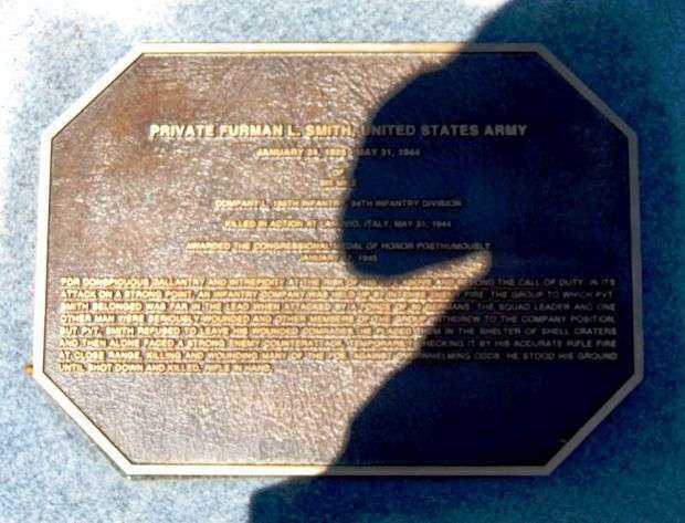 PRIVATE FURMAN L. SMITH MEDAL OF HONOR PLAQUE A