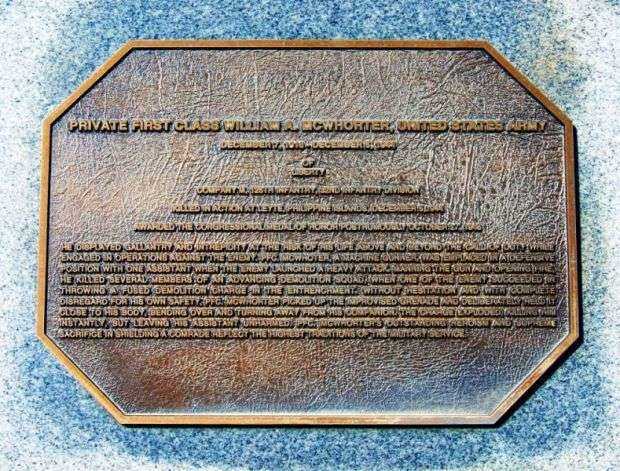 PRIVATE FIRST CLASS WILLIAM A. MCWHORTER MEDAL OF HONOR PLAQUE A