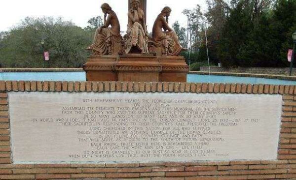 CITY OF ORANGEBURG VETERANS MEMORIAL FOUNTAIN STONE H