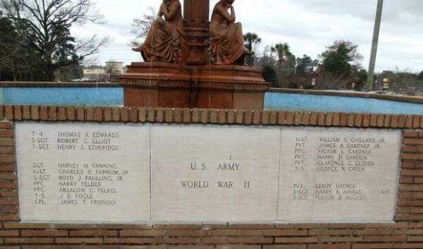 CITY OF ORANGEBURG VETERANS MEMORIAL FOUNTAIN STONE C
