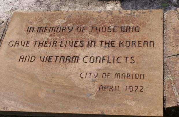 CITY OF MARION KOREAN AND VIETNAM CONFLICTS MEMORIAL FOUNTAIN PLAQUE
