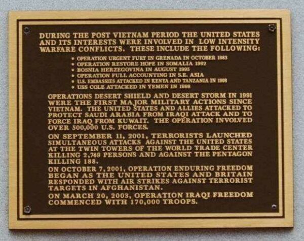 PRESBYTERIAN COLLEGE ARMED FORCES MEMORIAL PLAQUE F