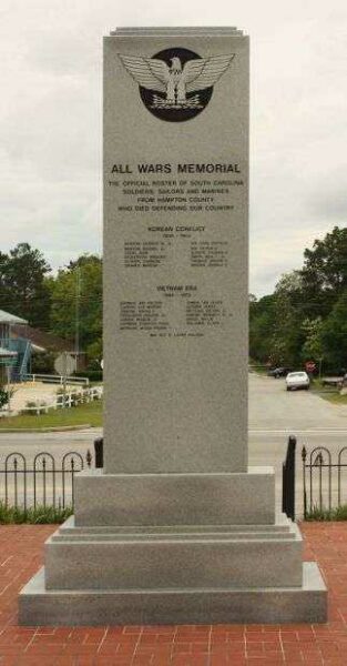 HAMPTON COUNTY ALL WARS MEMORIAL BACK