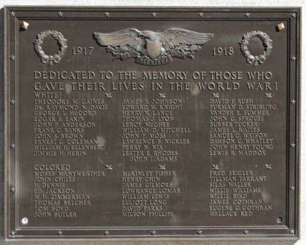 GREENWOOD COUNTY WAR MEMORIAL PLAQUE B