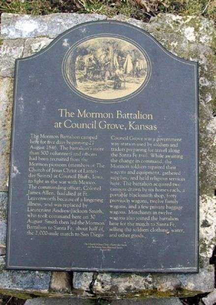 THE MORMON BATTALION AT COUNCIL GROVE MEMORIAL PLAQUE