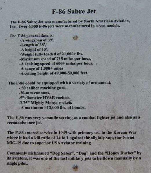 F-86 SABRE JET MEMORIAL AIRCRAFT PLAQUE