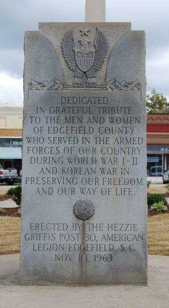 EDGEFIELD COUNTY WAR MEMORIAL FRONT