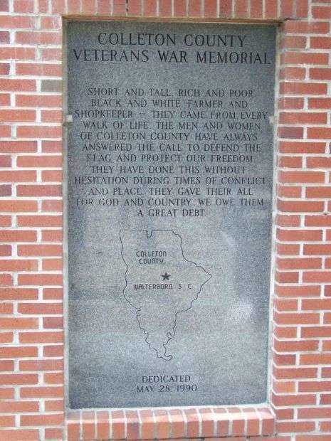 COLLETON COUNTY VETERANS WAR MEMORIAL DEDICATION PANEL
