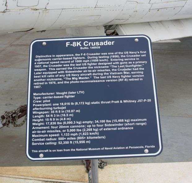 F-8K CRUSADER MEMORIAL AIRCRAFT PLAQUE