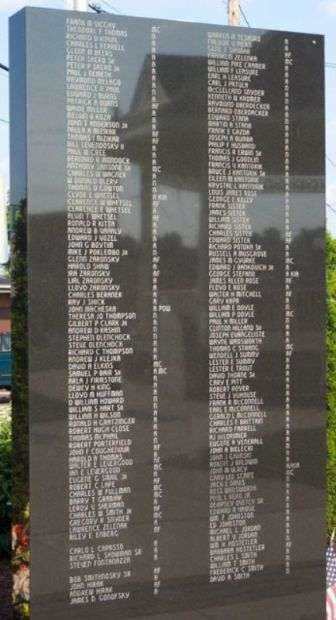 MOUNT PLEASANT WAR VETERANS MEMORIAL PANEL B