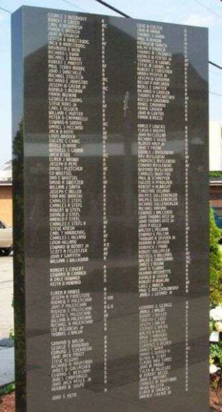 MOUNT PLEASANT WAR VETERANS MEMORIAL PANEL A