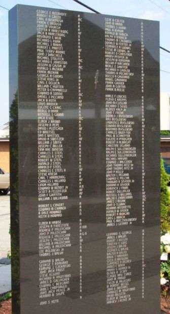 MOUNT PLEASANT WAR VETERANS MEMORIAL PANEL A