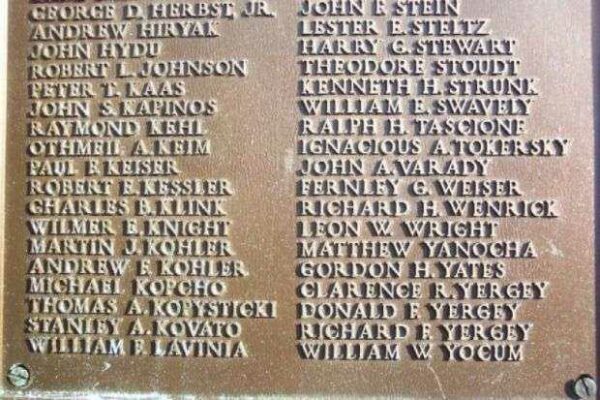 POTTSTOWN WAR MEMORIAL PLAQUE E