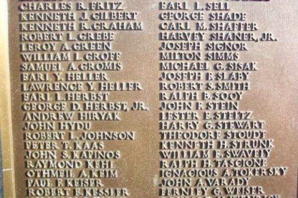 POTTSTOWN WAR MEMORIAL PLAQUE D