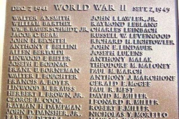 POTTSTOWN WAR MEMORIAL PLAQUE B