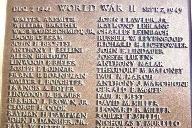 POTTSTOWN WAR MEMORIAL PLAQUE B