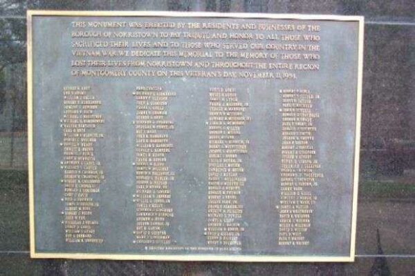 MONTGOMERY COUNTY VIETNAM WAR MEMORIAL PLAQUE