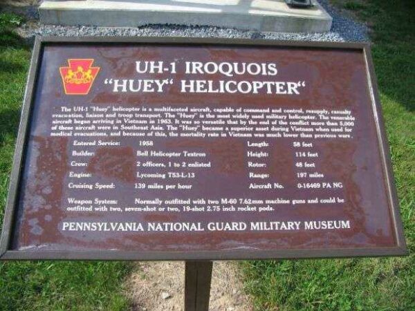 UH-1 IROQUOIS “HUEY” HELICOPTER MEMORIAL PLAQUE