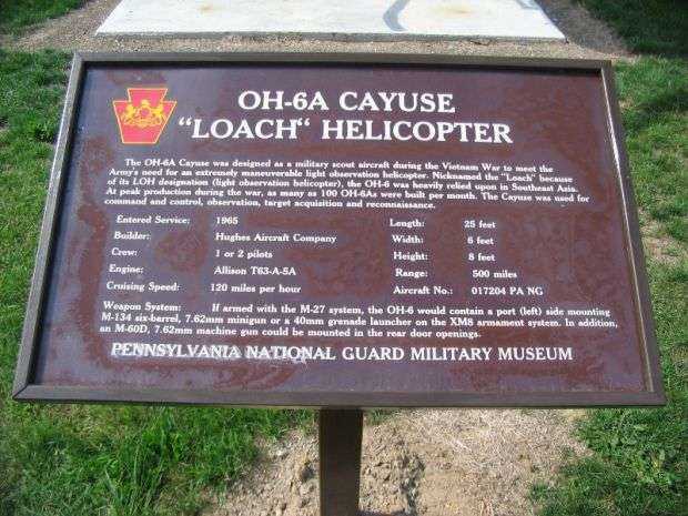 OH-6A CAYUSE “LOACH” HELICOPTER MEMORIAL PLAQUE