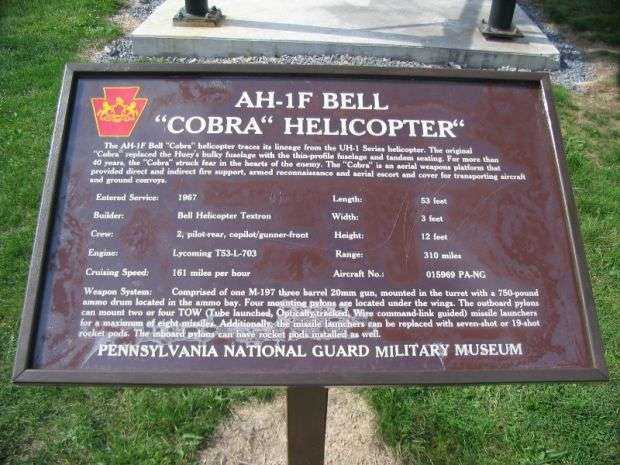 AH-1F BELL “COBRA” HELICOPTER MEMORIAL PLAQUE