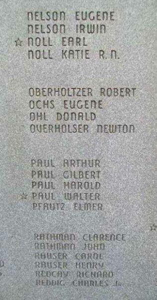 EAST COCALICO TOWNSHIP WORLD WAR II MEMORIAL STONE G