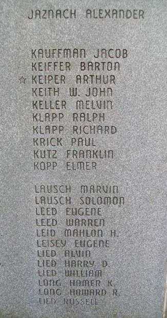 EAST COCALICO TOWNSHIP WORLD WAR II STONE E