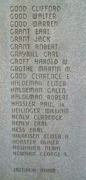 EAST COCALICO TOWNSHIP WORLD WAR II MEMORIAL STONE D