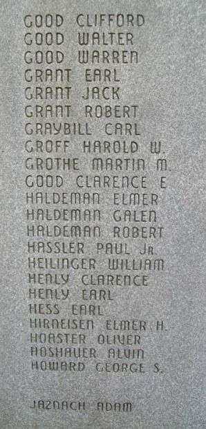 EAST COCALICO TOWNSHIP WORLD WAR II MEMORIAL STONE D