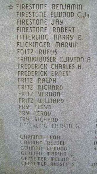 EAST COCALICO TOWNSHIP WORLD WAR II MEMORIAL STONE C