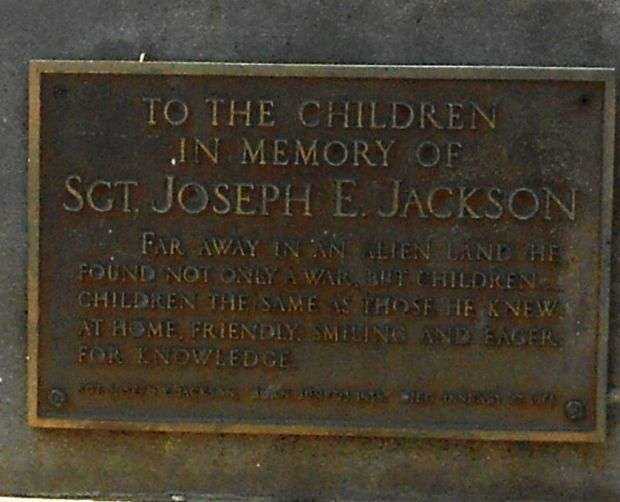 SGT. JOSEPH E. JACKSON WAR MEMORIAL PLAQUE