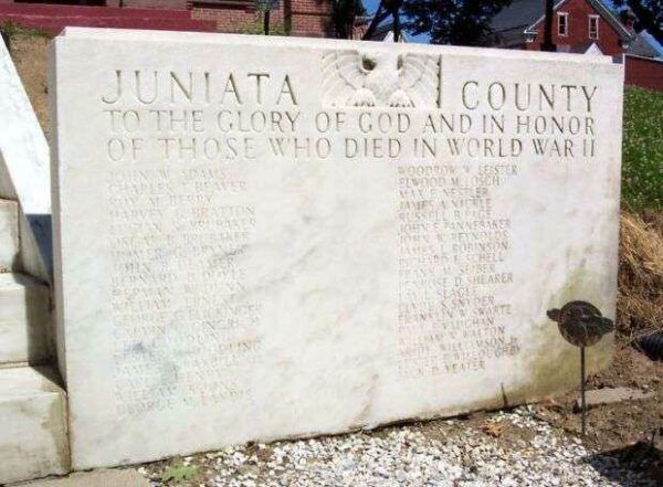 JUNIATA COUNTY WAR MEMORIAL HONOR ROLL STONE B