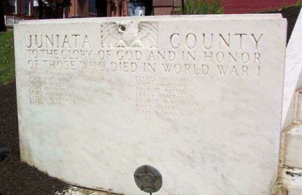 JUNIATA COUNTY WAR MEMORIAL HONOR ROLL STONE A