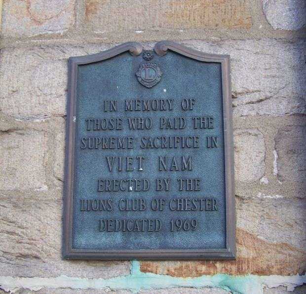 LIONS CLUB OF CHESTER VIET NAM MEMORIAL PLAQUE