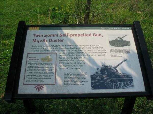 TWIN 40MM SELF-PROPELLED GUN, M42A1 DUSTER MEMORIAL PLAQUE