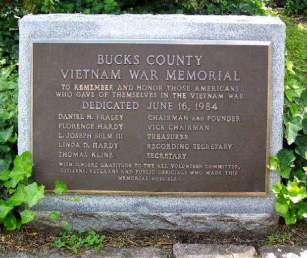 BUCKS COUNTY VIETNAM WAR MEMORIAL DEDICATION PLAQUE