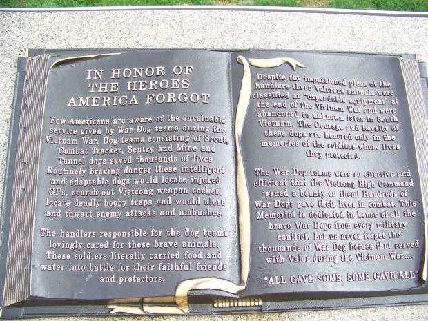 PENNSYLVANIA WAR DOG MEMORIAL DEDICATION PLAQUE