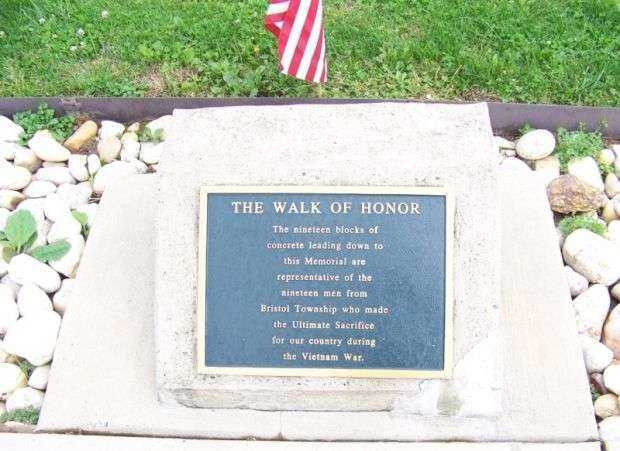BRISTOL TOWNSHIP VIETNAM VETERANS MEMORIAL WALK OF HONOR PLAQUE