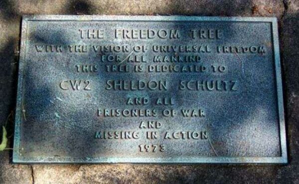 CW2 SHELDON SCHULTZ FREEDOM TREE MEMORIAL PLAQUE