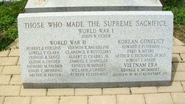 LITTLESTOWN WAR MEMORIAL HONOR ROLL STONE A