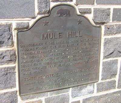MULE HILL MEMORIAL PLAQUE